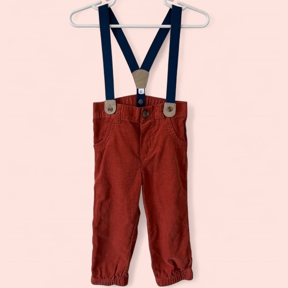 18 Month Toddler Baby Boy Cat & Jack Corduroy Pants With Removable Suspenders - Picture 1 of 8